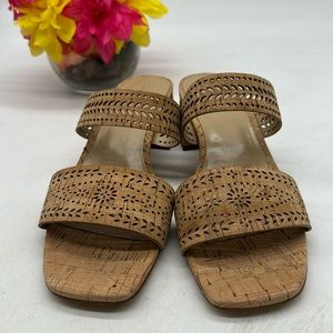 Ann Taylor Cork Cut Out Tan Heeled Sandal Size 9 MCS5407D